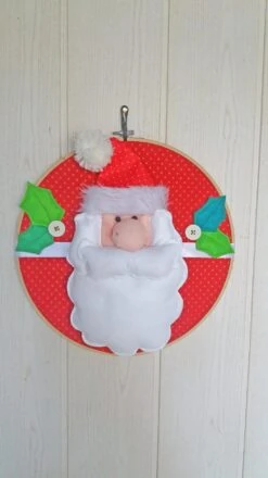 Couronne De Porte Père Noël En Feutrine Et Tissu