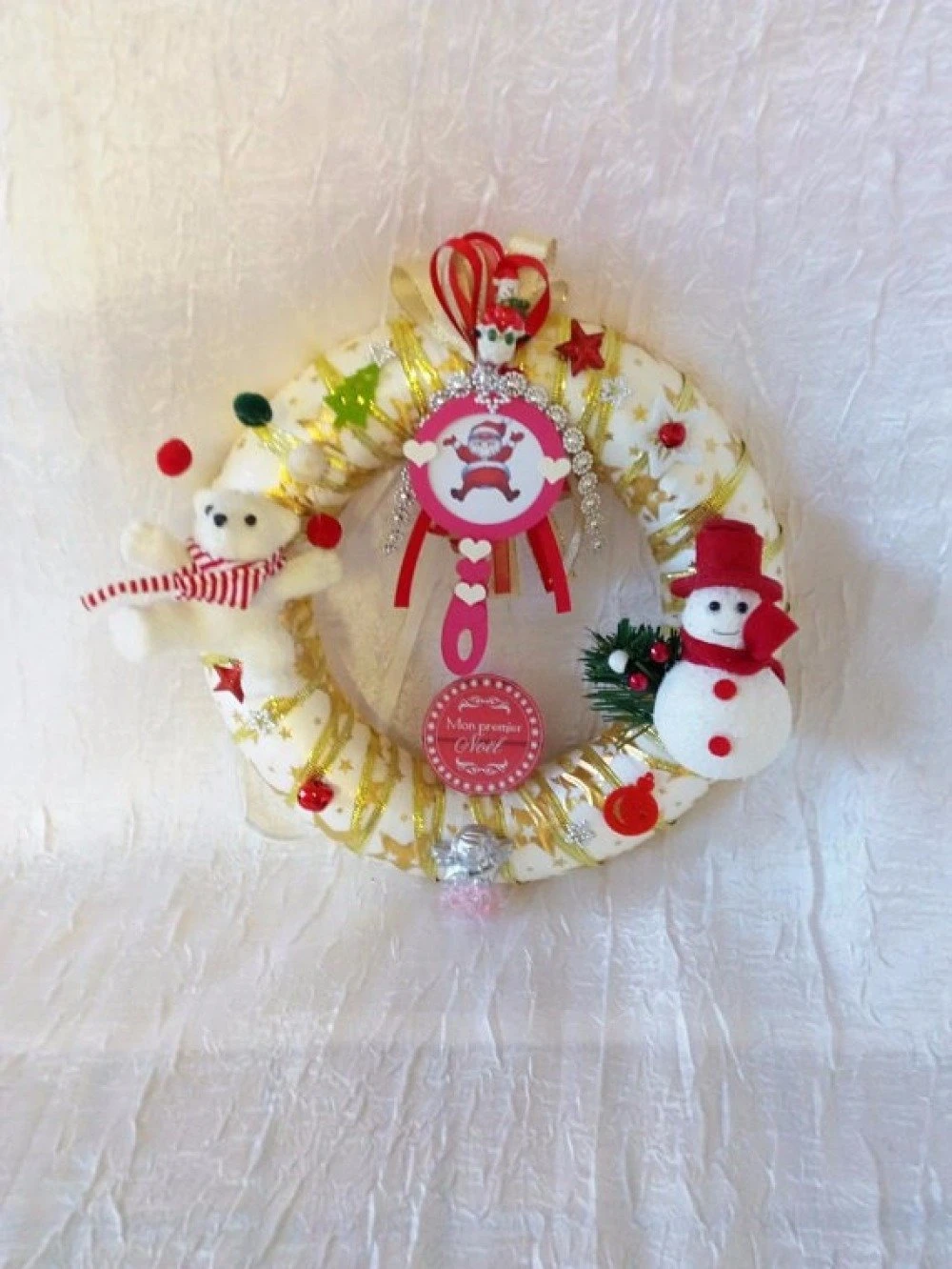 Couronne Mon Premier Noël Fille Couleur Rose /rouge/blanc/doré 1 Couronne Mon Premier Noël Fille Couleur Rose /rouge/blanc/doré