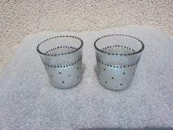 Duo De Photophores En Verre Peint Argent Et Noir Décoration De Noël
