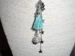 Collier Cabochon Etoile De Noël Et Pompon Turquoise -Papeterie Boutique 171446 collier cabochon etoile de noel et pompon turquoise 2