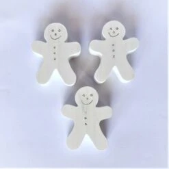 3 Décorations De Noël En Bois D'épicéa Naturel, Peinture Blanche, Bonhomme Pain D'épices, Décoration Sapin De Noël,