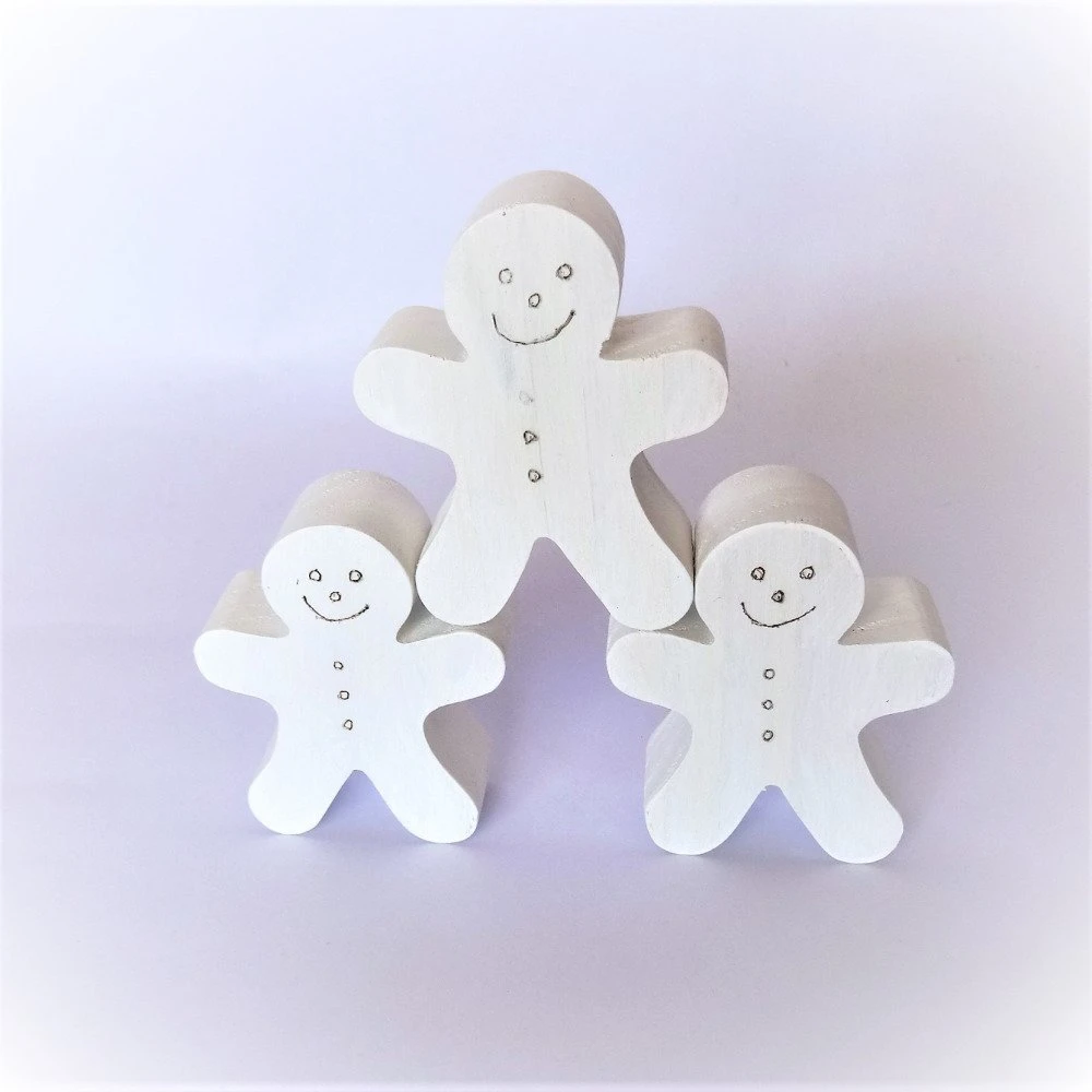 3 Décorations De Noël En Bois D'épicéa Naturel, Peinture Blanche, Bonhomme Pain D'épices, Décoration Sapin De Noël, 3 3 Décorations De Noël En Bois D'épicéa Naturel, Peinture Blanche, Bonhomme Pain D'épices, Décoration Sapin De Noël, – Image 3