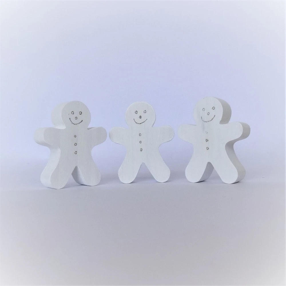 3 Décorations De Noël En Bois D'épicéa Naturel, Peinture Blanche, Bonhomme Pain D'épices, Décoration Sapin De Noël, 5 3 Décorations De Noël En Bois D'épicéa Naturel, Peinture Blanche, Bonhomme Pain D'épices, Décoration Sapin De Noël, – Image 5