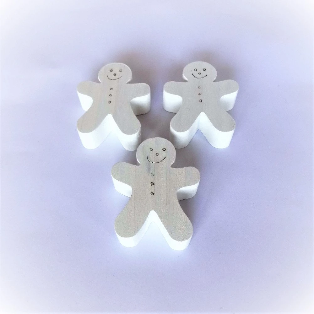 3 Décorations De Noël En Bois D'épicéa Naturel, Peinture Blanche, Bonhomme Pain D'épices, Décoration Sapin De Noël, 6 3 Décorations De Noël En Bois D'épicéa Naturel, Peinture Blanche, Bonhomme Pain D'épices, Décoration Sapin De Noël, – Image 6