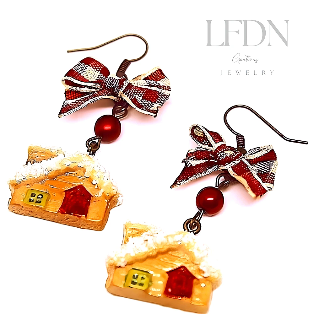 Collier Biscuit Noël En Fimo, Bijoux Macaron, Boucles D'oreille Flocon, Pendentif étoile, Bijoux Gourmands 3 Collier Biscuit Noël En Fimo, Bijoux Macaron, Boucles D'oreille Flocon, Pendentif étoile, Bijoux Gourmands – Image 3