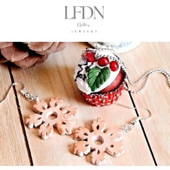 Collier Cupcake, Boucles D'oreille étoiles En Fimo, Bijoux Gourmands, Bijoux Noël En Fimo