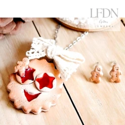 Bijoux Noël En Fimo, Collier Biscuit Bn, Boucles D'oreille Biscuit, Gingerbread Fimo, Bijoux Gourmands