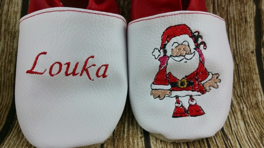 Chaussons Souple Cuir, Simili Cuir, Bébé / Enfant, Chausson Personnalisé, Père Noël 2 Chaussons Souple Cuir, Simili Cuir, Bébé / Enfant, Chausson Personnalisé, Père Noël – Image 2