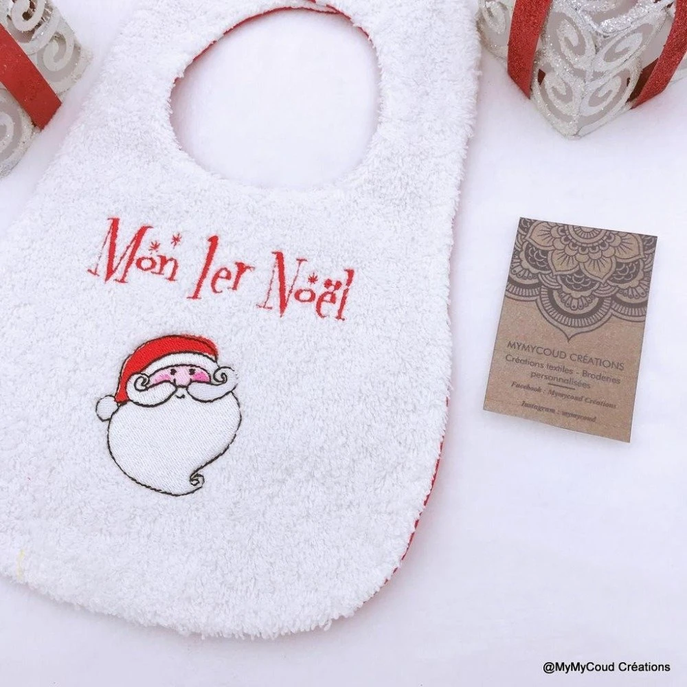 Bavoir Bébé Brodé Mon 1er Noël 2 Bavoir Bébé Brodé Mon 1er Noël – Image 2