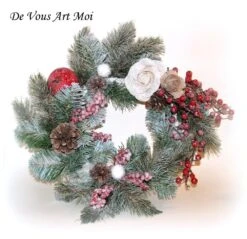 Couronne De Noël Lumineuse,fait Main,vert Rouge Blanc,à Suspendre Ou à Poser