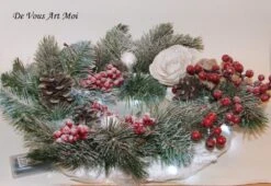 Couronne De Noël Lumineuse,fait Main,vert Rouge Blanc,à Suspendre Ou à Poser -Papeterie Boutique 2377606 couronne de noel lumineuse fait main vert rouge blanc a su 3