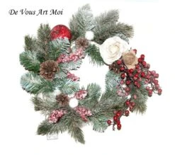 Couronne De Noël Lumineuse,fait Main,vert Rouge Blanc,à Suspendre Ou à Poser -Papeterie Boutique 2377606 couronne de noel lumineuse fait main vert rouge blanc a su 4