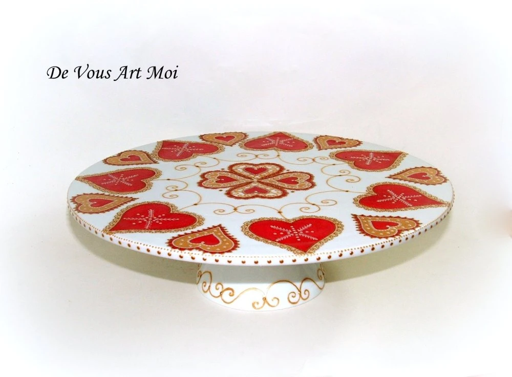 Présentoir Serviteur Gâteau Plat Sur Pied Thème Noël Céramique Porcelaine Peinte à La Main 1 Présentoir Serviteur Gâteau Plat Sur Pied Thème Noël Céramique Porcelaine Peinte à La Main