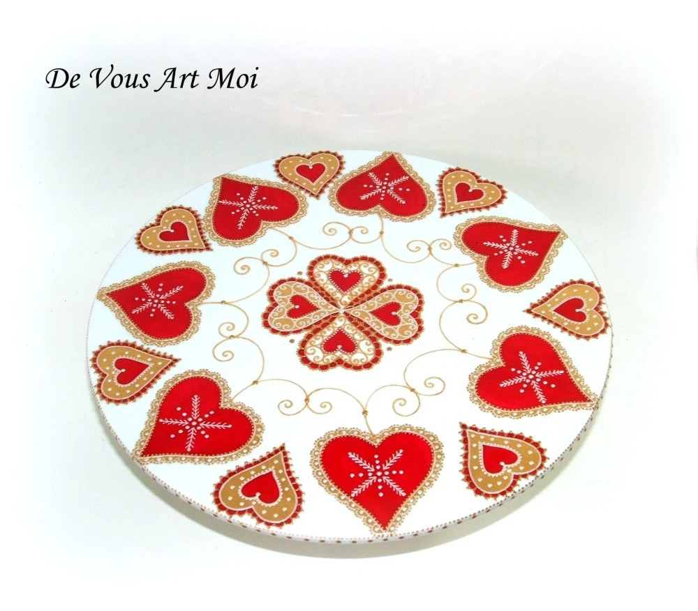 Présentoir Serviteur Gâteau Plat Sur Pied Thème Noël Céramique Porcelaine Peinte à La Main 4 Présentoir Serviteur Gâteau Plat Sur Pied Thème Noël Céramique Porcelaine Peinte à La Main – Image 4
