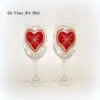 Verre De Noël Peint Main,duo De Verre à Vin,motif Coeur Rouge,fait Main