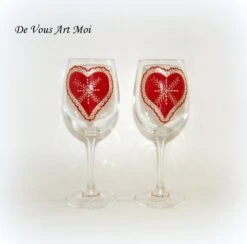 Papeterie Boutique -Papeterie Boutique 2642358 ensemble de verre duo de verre a vin motif coeur rouge fait 2