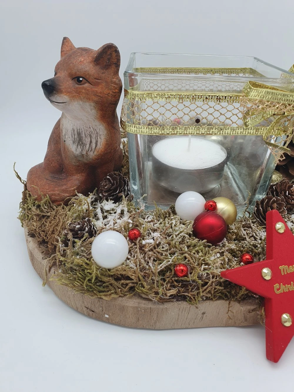 Centre De Table Noël - Jour De L'an / Décoration De Table Ou Autre Avec Bougeoir Et Renard 6 Centre De Table Noël - Jour De L'an / Décoration De Table Ou Autre Avec Bougeoir Et Renard – Image 6