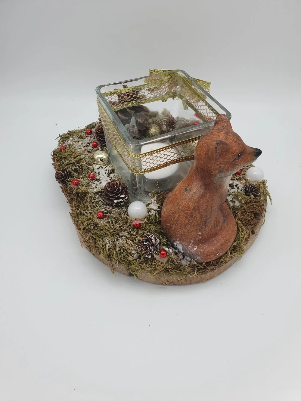 Centre De Table Noël - Jour De L'an / Décoration De Table Ou Autre Avec Bougeoir Et Renard 8 Centre De Table Noël - Jour De L'an / Décoration De Table Ou Autre Avec Bougeoir Et Renard – Image 8