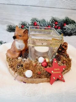 Centre De Table Noël - Jour De L'an / Décoration De Table Ou Autre Avec Bougeoir Et Renard