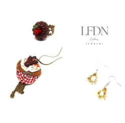 Collier Cupcake Noël, Bague Gâteau, Renne En Fimo, Boucles D'oreille Sapin, Bijoux Noël, Bijoux Gourmands