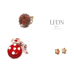 Collier Macaron Coeur Noël En Fimo, Boucles D'oreille étoiles, Bague Gâteau En Fimo, Bijoux Noël, Bijoux Gourmands
