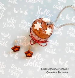 Pendentif Cupcake En Fimo Noël, Boucles D'oreille Biscuit Noël En Fimo, Bijoux Gourmands, Bijoux Fantaisie