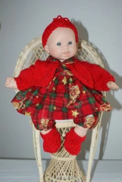 Vêtement Pour Poupée 30 Cm Thème Noël Fond Jacquard Rouge Et Vert Imprimée De Petits Ours