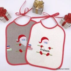 Bavoir Bébé Brodé Père Noël Et Personnalisé