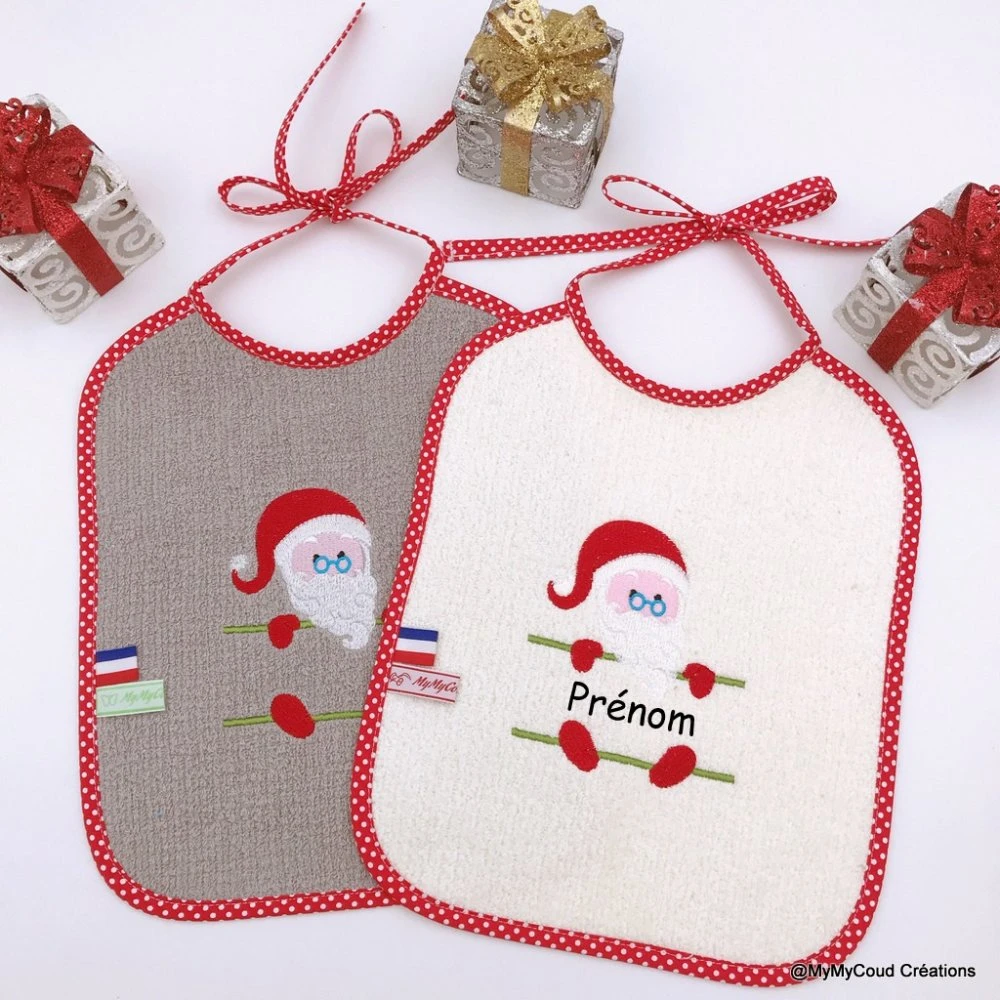 Bavoir Bébé Brodé Père Noël Et Personnalisé 1 Bavoir Bébé Brodé Père Noël Et Personnalisé