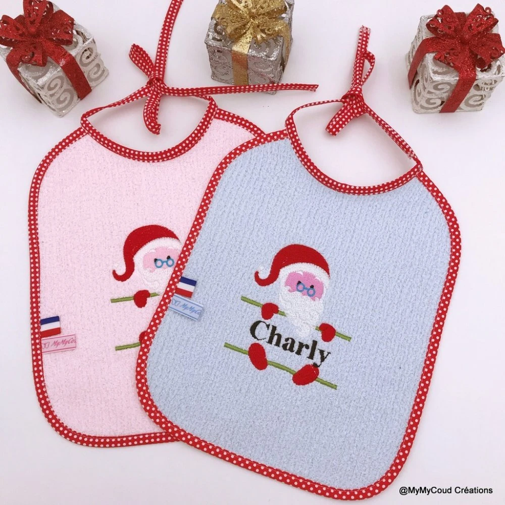 Bavoir Bébé Brodé Père Noël Et Personnalisé 2 Bavoir Bébé Brodé Père Noël Et Personnalisé – Image 2