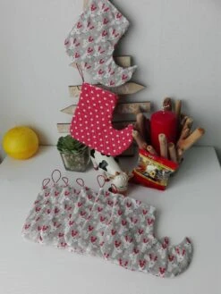 Bottes De Noël à Suspendre En Tissu Fait Main