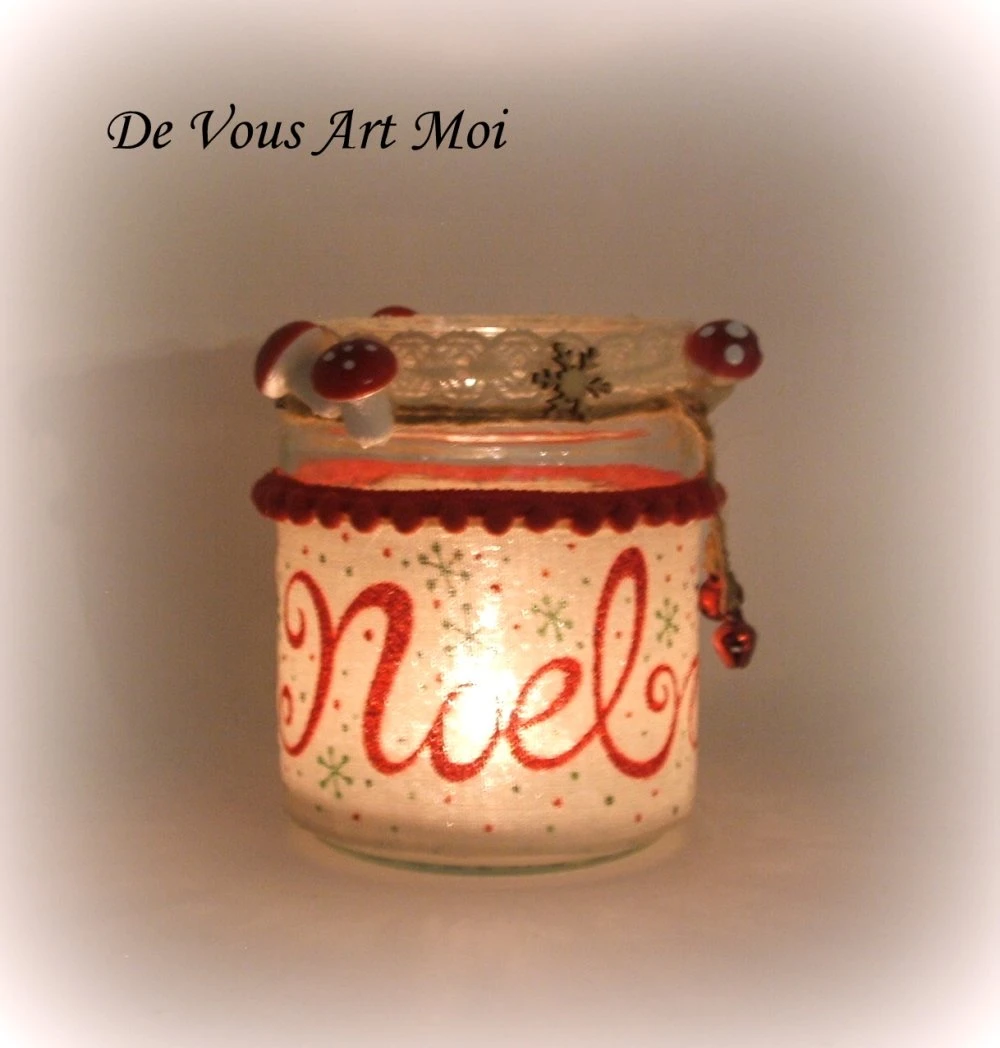 Photophore Noël Verre,porte Bougie Noël,fait Main,artisnale 2 Photophore Noël Verre,porte Bougie Noël,fait Main,artisnale – Image 2