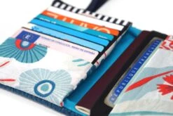 Portefeuille Similicuir Turquoise Tissu Fleurs, Porte Cartes Cuir, Portefeuille Passeport, Cadeau Femme Noël -Papeterie Boutique 2891645 portefeuille cuir attache cartable petit portefeuille femme 6