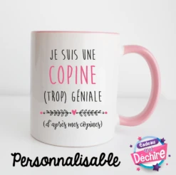 Mug Copine - Idée De Cadeau Pour Les Copines - Mug Personnalisable - Poignée à Gauche Ou à Droite - Cadeau De Noël