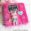 Carnet à Secrets Décor Fimo, Poupée Polymère, Journal Intime Fille, Ours En Fimo, Idée Cadeau Noël Fait Main