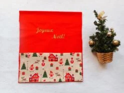 Sac Cadeau Noël Personnalisé Casse-noisette Rennes Et Lutins Broderie "joyeux Noël + Prénom" Pochette Cadeau Coton Pochon