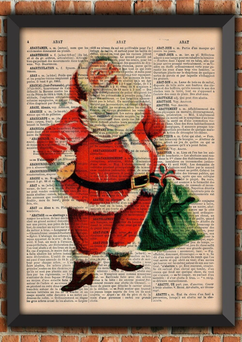 Père Noël Couronne Gui Hotte Rennes Lutin Retro Vintage Art Print Décoration Murale Cadeau Poster Original Dictionnaire Page Impression 1 Père Noël Couronne Gui Hotte Rennes Lutin Retro Vintage Art Print Décoration Murale Cadeau Poster Original Dictionnaire Page Impression