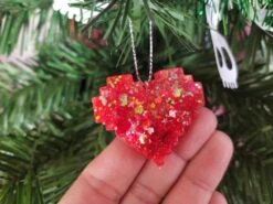 Lot De 6 Décorations Pour Arbre De Noël Coeur Pixel