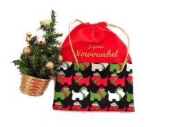 Sac Cadeau Pour Chien Broderie Personnalisée "joyeux Noël + Nom" Coton Scottish Dog Rouges Et Verts Pochette Cadeau Pochon -Papeterie Boutique 2960716 cadeau pour chien sac tissu personnalise scottish dog rouge 5