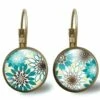 Boucles D'oreilles Illustrées Avec Cabochon En Verre -fleurs D'été-, Parure, Cadeau Noël, Cadeau Femme Anniversaire, Bronze (ref.8)