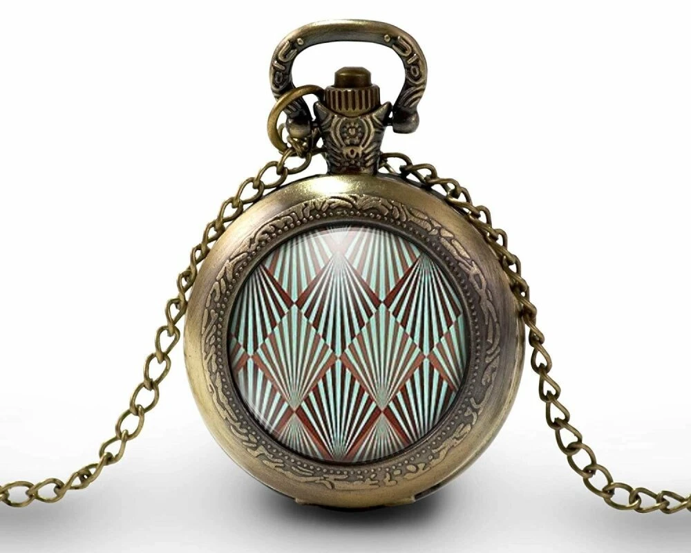 Montre à Gousset, Sautoir Illustré-diamant -diamants Abstraits-cadeau De Noël Femme-anniversaire De Femme -saint Valentin - Bronze (ref.17) 2 Montre à Gousset, Sautoir Illustré-diamant -diamants Abstraits-cadeau De Noël Femme-anniversaire De Femme -saint Valentin - Bronze (ref.17) – Image 2