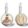 Boucles D'oreilles Cabochon -danse Classique-, Cadeau De Noël Femme - Anniversaire Femme - Saint Valentin - Argent Antique (ref.72a)