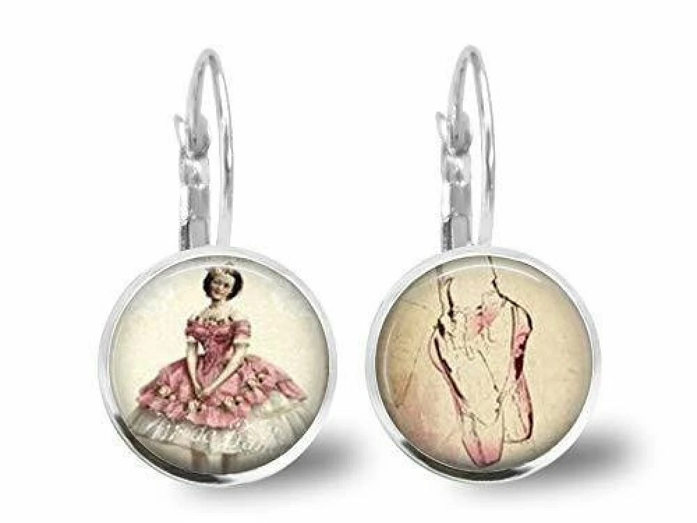 Boucles D'oreilles Cabochon -danse Classique-, Cadeau De Noël Femme - Anniversaire Femme - Saint Valentin - Argent Antique (ref.72a) 1 Boucles D'oreilles Cabochon -danse Classique-, Cadeau De Noël Femme - Anniversaire Femme - Saint Valentin - Argent Antique (ref.72a)