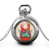 Montre à Gousset, Sautoir Illustré, Matryoshka,-la Poupée Russe-,cadeau De Noël Femme-anniversaire Femme - Saint Valentin - Argent (ref.75a)
