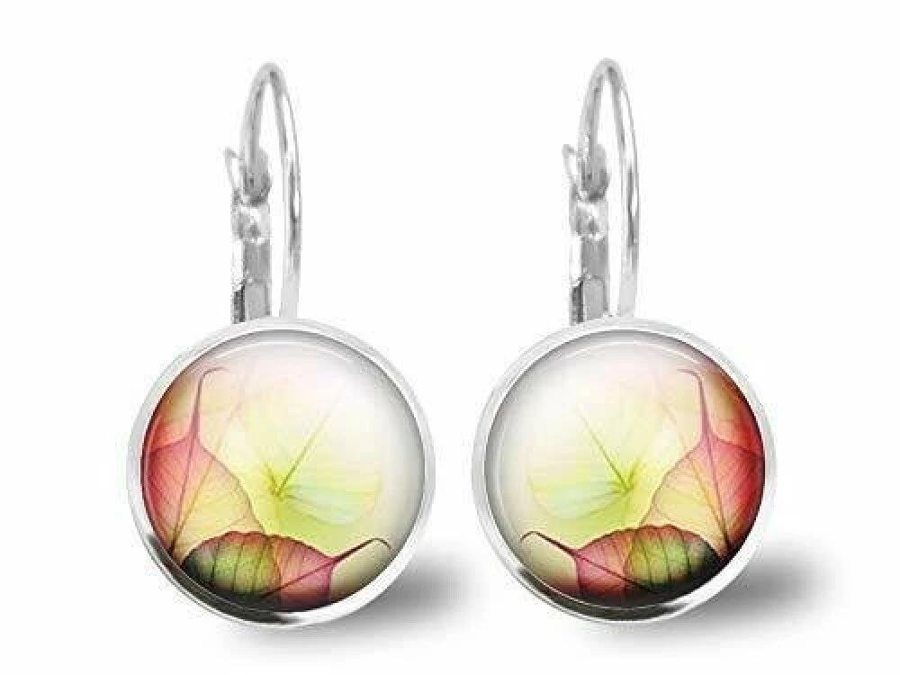 Boucles D'oreilles Cabochon -feuilles D'automne-, Cadeau De Noël Femme - Anniversaire Femme - Saint Valentin - Argent Antique (ref.61a) 1 Boucles D'oreilles Cabochon -feuilles D'automne-, Cadeau De Noël Femme - Anniversaire Femme - Saint Valentin - Argent Antique (ref.61a)