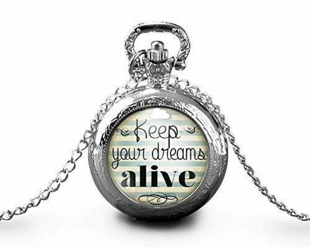 Montre à Gousset, Sautoir Illustré -sweet Dreams-, Femme Cadeau De Noël - Femme Anniversaire - Saint Valentin - Argent (ref.76a) 1 Montre à Gousset, Sautoir Illustré -sweet Dreams-, Femme Cadeau De Noël - Femme Anniversaire - Saint Valentin - Argent (ref.76a)