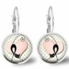 Boucles D'oreilles Cabochon -le Chat-, Cadeau De Noël Femme - Anniversaire Femme - Saint Valentin - Argent Antique (ref.65a)