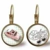 Boucles D'oreilles Cabochon -la Dolce Vita-, Cadeau De Noël Femme - Anniversaire Femme - Saint Valentin - Bronze (ref.64)
