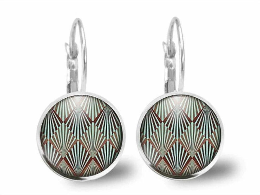 Boucles D'oreilles Cabochon Diamant -diamants Abstraits- Femme, Cadeau De Noël - Anniversaire Femme-saint Valentin-argent Antique(ref.17a) 2 Boucles D'oreilles Cabochon Diamant -diamants Abstraits- Femme, Cadeau De Noël - Anniversaire Femme-saint Valentin-argent Antique(ref.17a) – Image 2