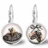 Boucles D'oreilles Cabochon -chaussures De Danse-, Cadeau De Noël Femme - Anniversaire Femme - Saint Valentin - Argent Antique (ref.58a)